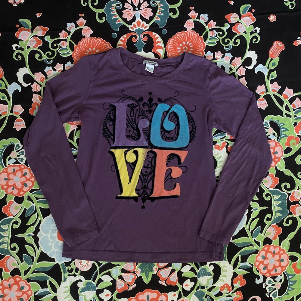Lucky Brand Long Sleeve Tee in Purple and Black